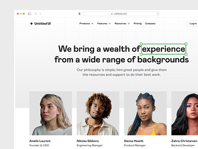 About our team — Untitled UI about about us careers page company page grid header marketing site minimalism modern our team team team page ui design web design website design