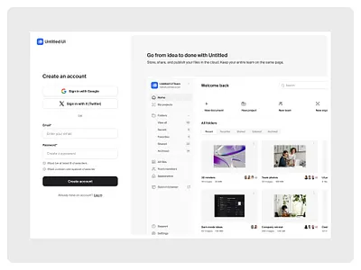Create an account — Untitled UI create account figma form google auth log in login minimal minimalism onboarding product design sign up signup ui design user interface web design