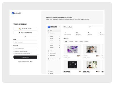 Create an account — Untitled UI create account figma form google auth log in login minimal minimalism onboarding product design sign up signup ui design user interface web design