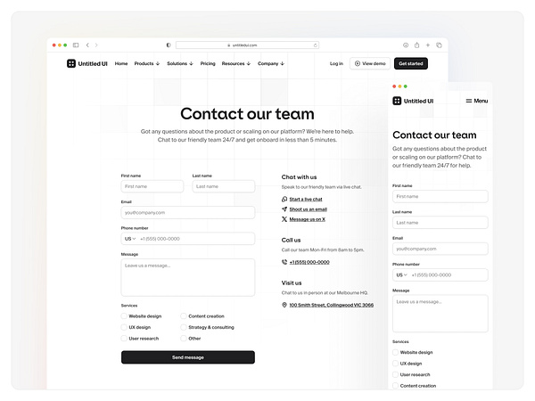 Contact our team — Untitled UI by Jordan Hughes® on Dribbble