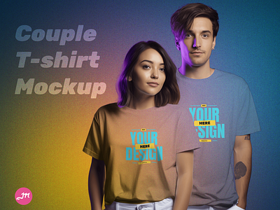 Couple T-shirt Mockup ai free generator mockey mockup