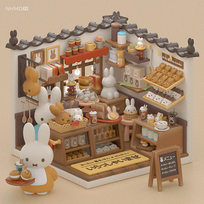 Miffy Bakery 3d 3d isometric 3d modelling c4d cafe cinema 4d coffee shop design food illustration isometric japan pastry