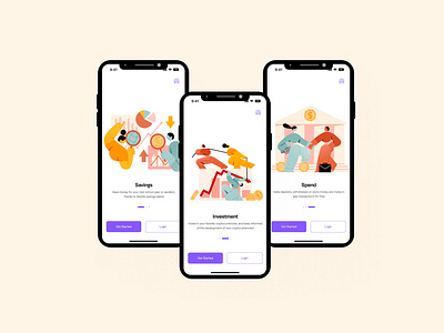 Savings and investment mobile app splash screens app design figma investment savings splash screen ui ux