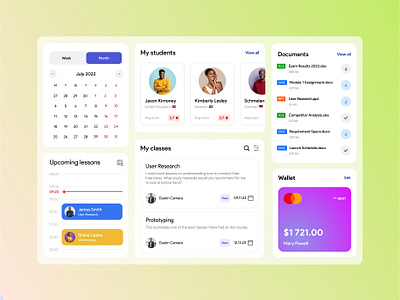 Bento cards - Student learning app bento dashboard interface product saas ui uiux ux web