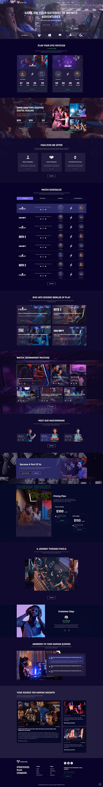 Arena Lads - Esports & Gaming HTML5 Template tournament