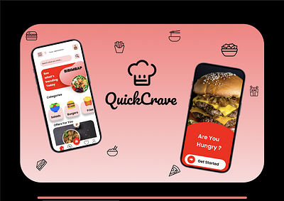 QuickCrave - An UI Design for a Food Delivery App animation app branding design illustration logo ui ux