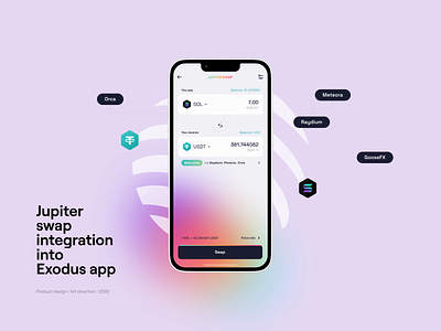 Exodus × Jupiter app behance case study colorful crypto exchange jupiter minimal mobile portfolio solana swap ui ux wallet