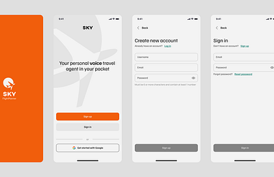 SKY APP color design mobile app mobile app design sign in sign up typography ui ui design user experience ux design voice recognition