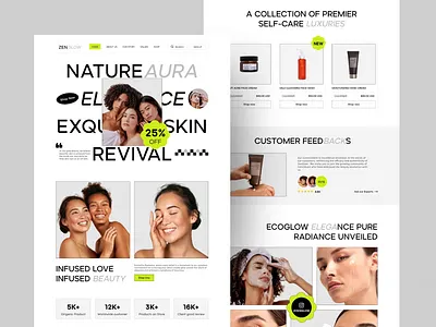 ZenGlow | Beauty Product eCommerce Website beauty clinic website beauty ecommerce website design beauty product beauty product web beauty web branding design e commerce products ecommerce graphic design hair expert website header hero landing page salon website shopify store trendy ui woocommerce