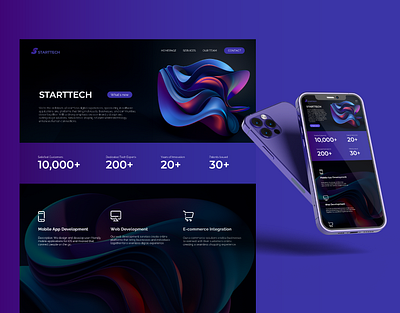 Starttech - website design branding color palette dark graphic design it landing page logo design minimalistic modern design purple tech typography ui ui ux user interface ux webdesign website