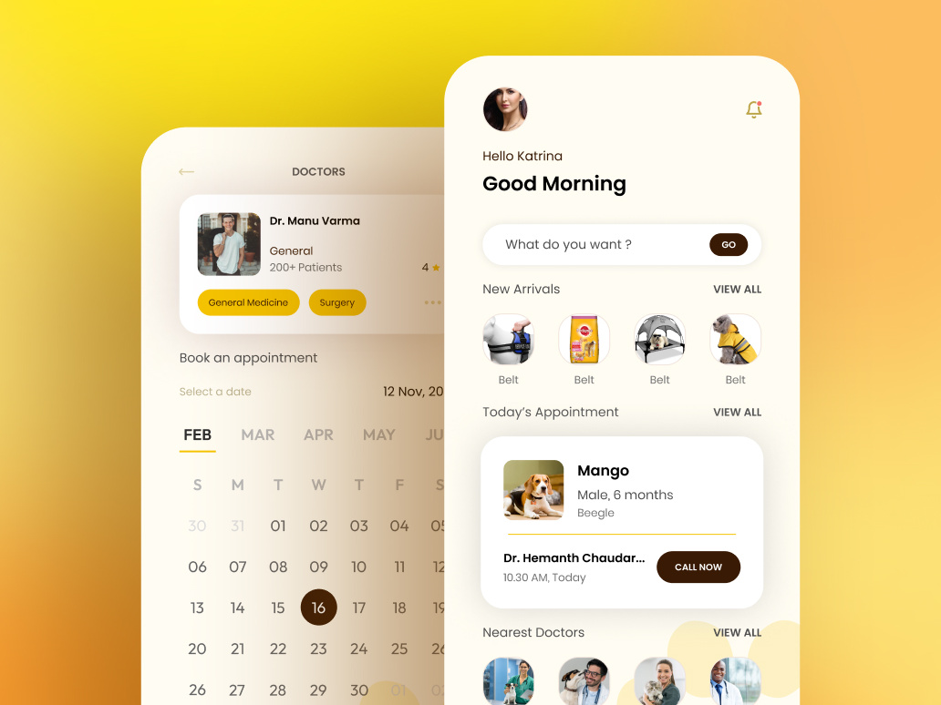 Paws Mobile App UI by Nitheesh Chandran on Dribbble