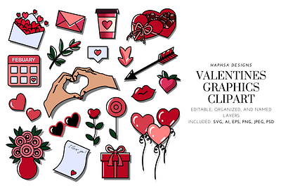 Valentine's Day Graphics adobe art branding cute design digital product graphic design illustration illustrator love product romance romantic valentine valentines day vector art