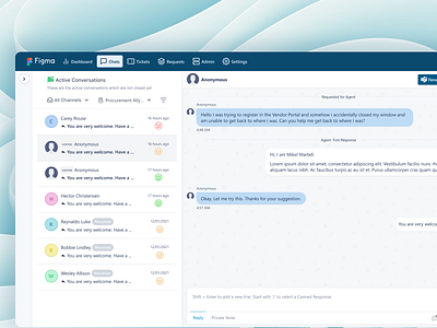 Support Agent Chat Detail Screen - 2 dribbble inspiration