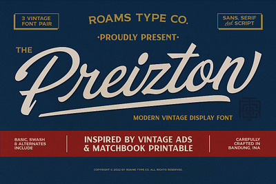 RTCO Preizton Font badge ephemera flinton lettering sans script font typography vintage