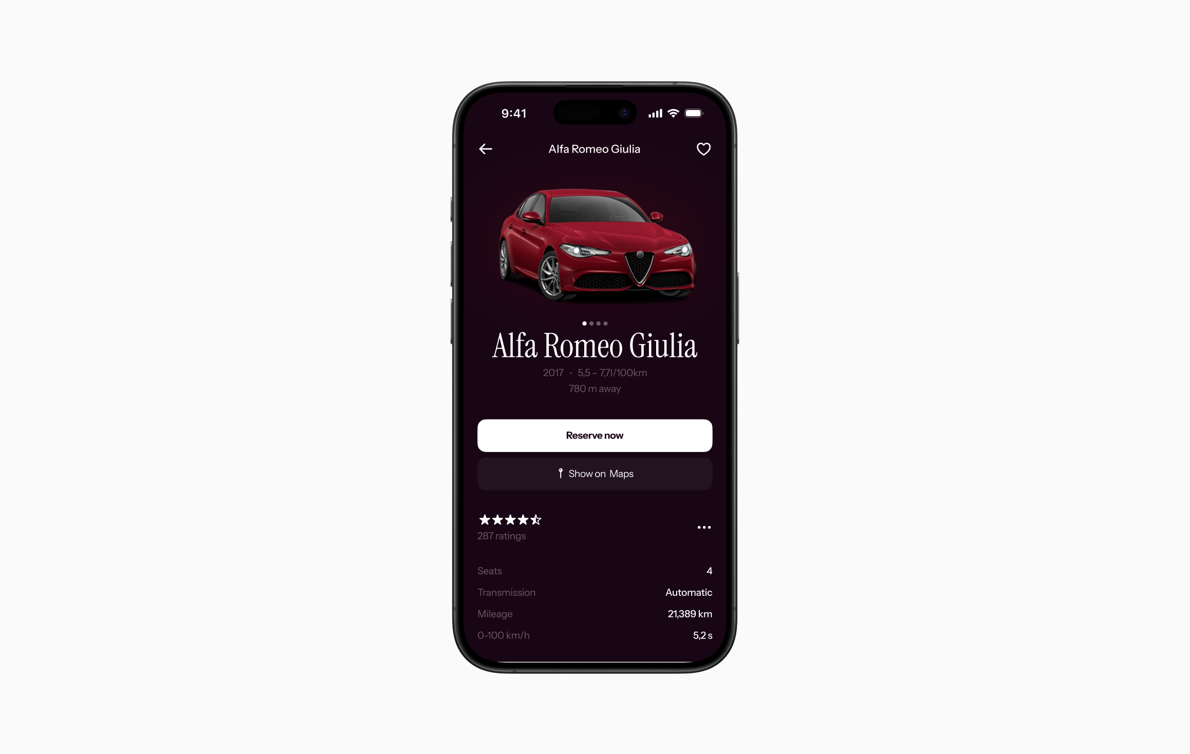 reserve a car detail page alfa romeo car car details car sharing carsharing design detail page mobile app reserve car sport ui ui design ux ux design