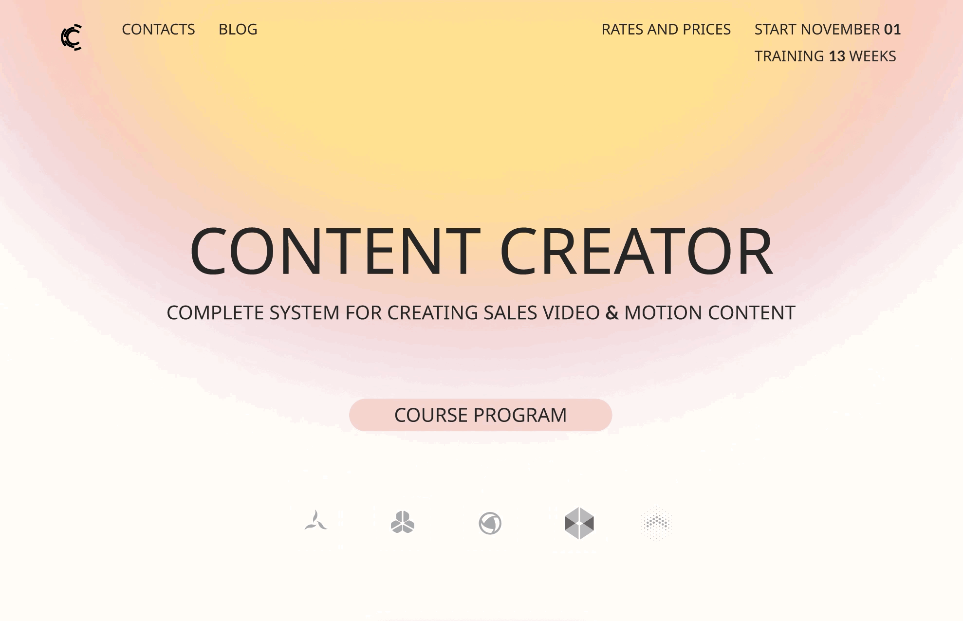 Content creator's website animation figma gradient landing page ui ux