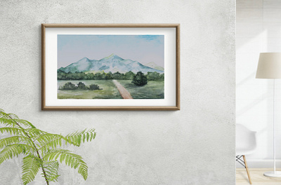 Watercolor postcard of Mount Beshtau design graphic design illustration postcard typography watercolor