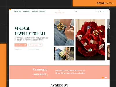 Omneque - Luxury Jewelry Website Design elegant design elegant jewelery ui ideas elegant ui ideas jewelery ui design jewelery website design landing page design minimal design ui design website design