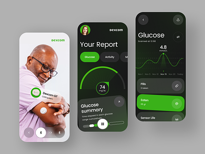 Dexcom - Glucose Tracking Smart App app app design crm dashboard design ehealth health healthcare ios iot mobile mobile app product design saas smart app software tracking ui ux uxdesign