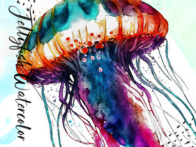 Colorful Jellyfish Watercolor Painting Portrait adorable jellyfish animal illustration animation christmas cute illustration digital art graphic design illustration jellyfish jellyfish character jellyfish illustration jellyfish watercolor meduses motion graphics poster print watercolor watercolor painting watercolorush wildlife painting