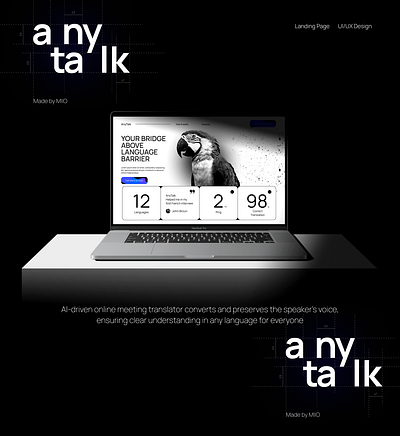 AnyTalk AI Meeting Translator branding design graphic design landing ui ux web design