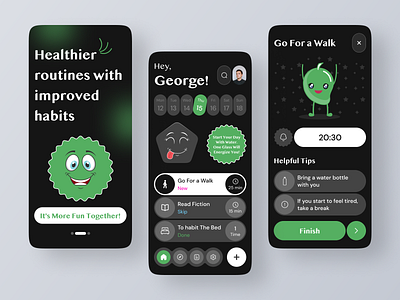 Habit Tracker App | Health | Daily Routine | Wellness android animation app app design app interaction dashboard design design ui habit ios mobile mobile app motion online statistics track tracker ui uiux ux