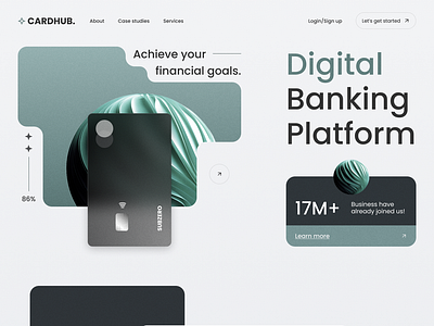 Cardhub Digital card landing page branding card design digital banking grained illustration inspiration minimal modern trending ui ux
