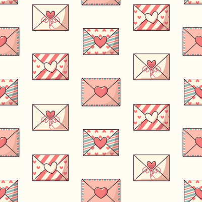 Valentine's Day Mail - love letters correspondence cream cute cute pattern delivery envelope graphic design heart illustration love love background love letters message paper pink romantic valentines valentines day vector seamless pattern wedding