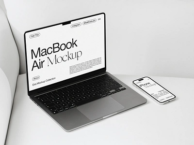 MacBook & iPhone Mockup 3d brand identity branding download free freebie iphone iphone 15 pro iphone mockup macbook macbook mockup mock up mock ups mockup mockups packaging product design psd typography ui