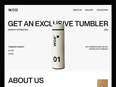 WOA - Tumblr Landing Page bottle branding landing page modern simple swiss design tumblr typography ui web design