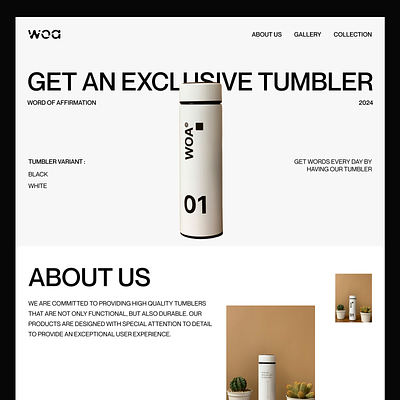 WOA - Tumblr Landing Page bottle branding landing page modern simple swiss design tumblr typography ui web design