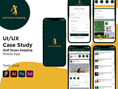 Golf Score Keeping Mobile App appdesign figma golfapp golfscore graphic design mobileappdesign photoshop ui