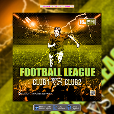 Football League Flyer and Social media banner football ads psd socialmedia