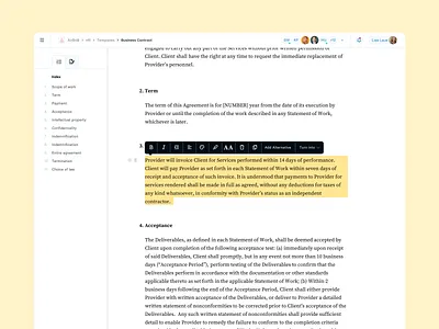 Synergist – Contract Negotiation Software design ui ux