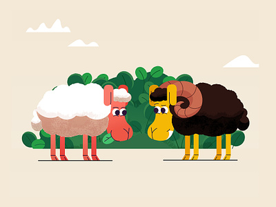 Flirtatious sheep bush character flat flirt illustration meet sheep talk vector