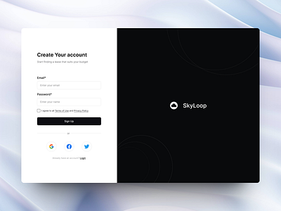 Skyloop-signup page case study darktheme dashboard light theme login minimal onboarding signup ui ux webapp