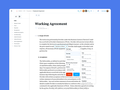 Synergist – Text Editor for Contract Negotiation design ui ux