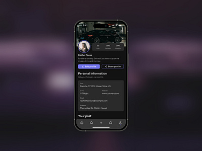 Daily UI #10 -Profile Page Design car ui