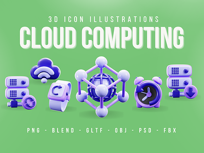 Cloud Computing 3D Icon Set 3d 3d cloud computing 3d modeling cloud computing icon illustration ui