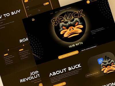 $Buck - Meme Coin Website. coin crypto homepage mem pepe landing page meme meme coin landing page nft pepe pepe rich club perry web3