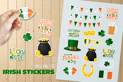 Irish stickers sheet bundle. St. Patrick's Day funny quotes bundle collection colorful funny graphic design illustration irish quotes set sign st patricks day sticker pack sticker sheet stickers
