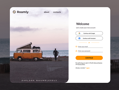 Sign Up - Travel App design log in sign in travel ui ux