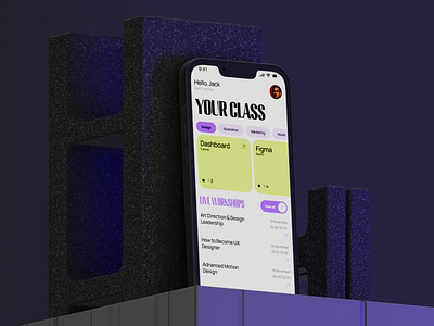 Designer Workspace | Mobile App 3d application artdirection cg cinema4d dashboard design designer figma mobile rozov ui ux visualisation wnbl workshop workspace