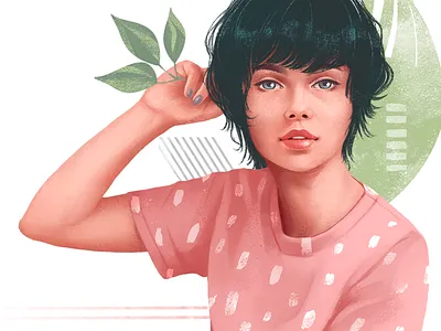 Portrait illustration design digital drawing fashion girl girl portrait illustration portrait texture
