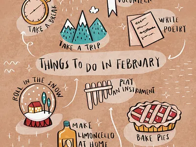 Hello February calendar calm cute design doodle drawing fancy february illustration inspiration inspirational month typography