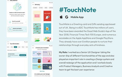 TouchNote - A Personalized card sender andriod andriod app branding calendar design gifts greetings homescreen illustration ios ios app logo mobile app remiders ui ux