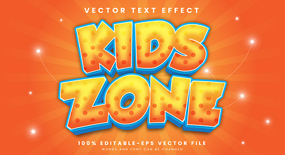 Kids Zone 3d editable text style Template holiday