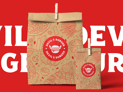 Devil's Burger Branding Concept. branding building design download free freebie identity logo mockup mockups mural paper bag psd template typography wall