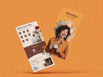 Trifold brochure design for mushroom coffee branding brochure graphic design mockup