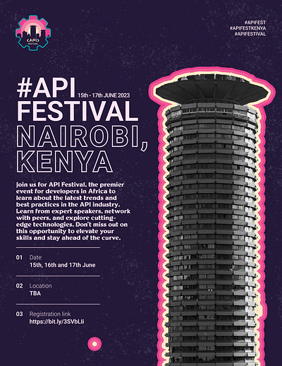 API Festival Poster: Tech Conference branding graphic design logo ui